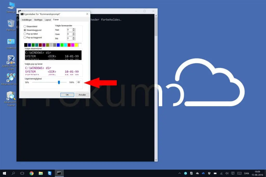 Vælg fanebladet Farver og kig nederst...