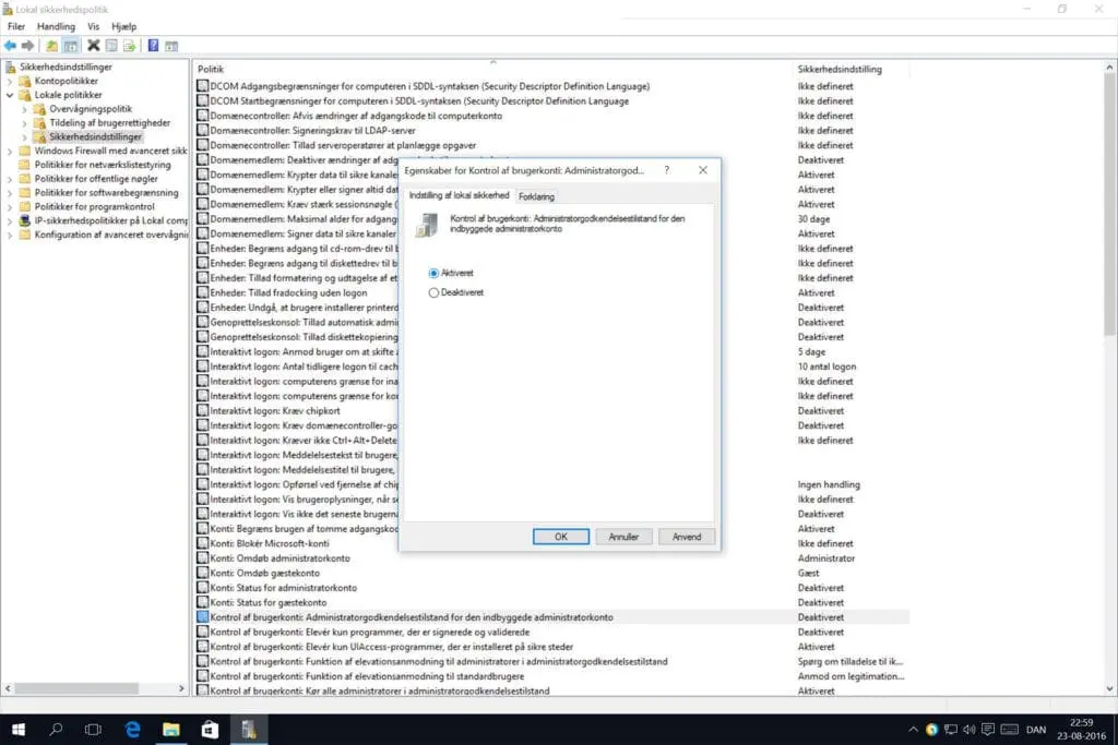 Ændre indstillingen fra deaktiveret til aktiveret.