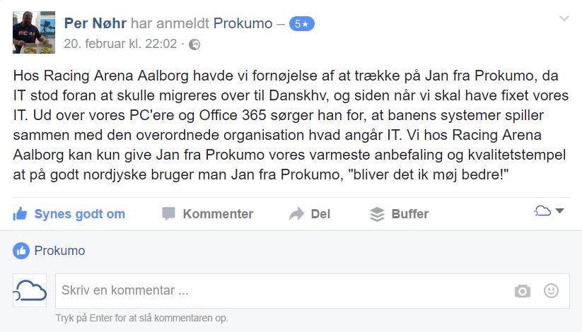 Aalborg Væddeløbsbane anbefaler også Prokumo fordi...