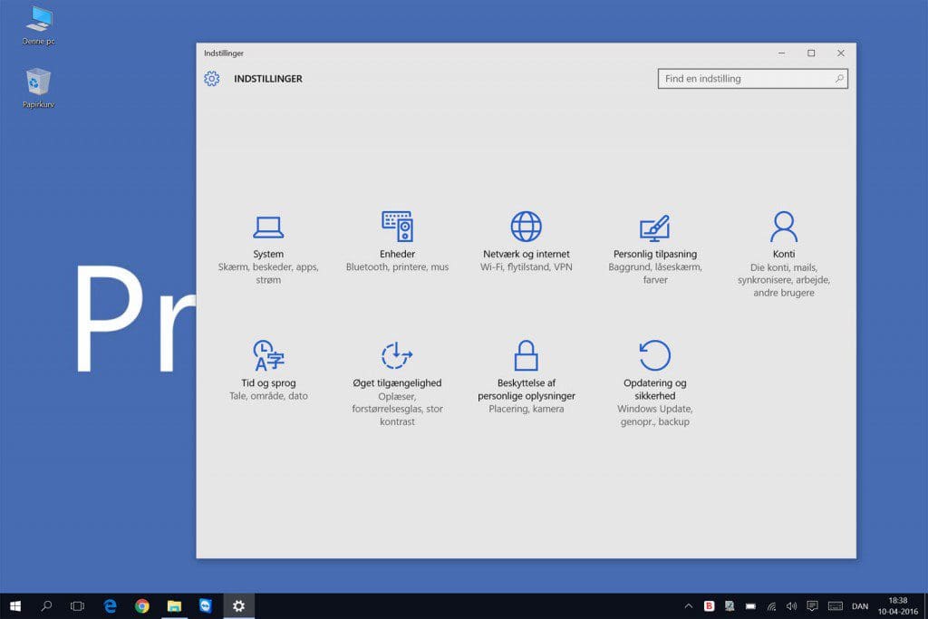De moderne indstillinger i Windows 10